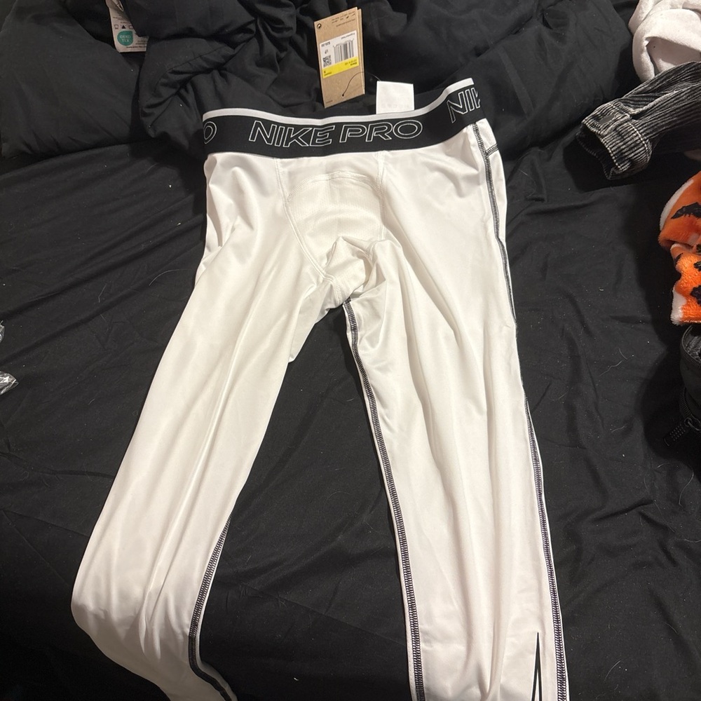 Nike Pro Men's White and Black Leggings
